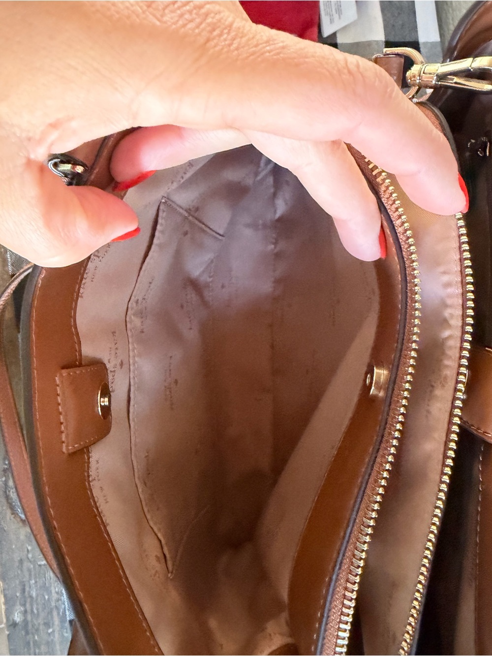 kate spade Brown Pebbled Leather Satchel with Detachable Strap - Picture 6 of 9